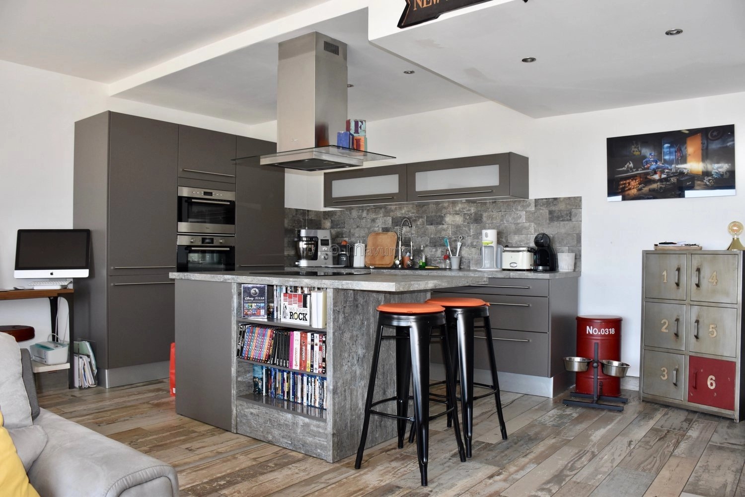 Cuisine Parquet Bar Acier inoxydable