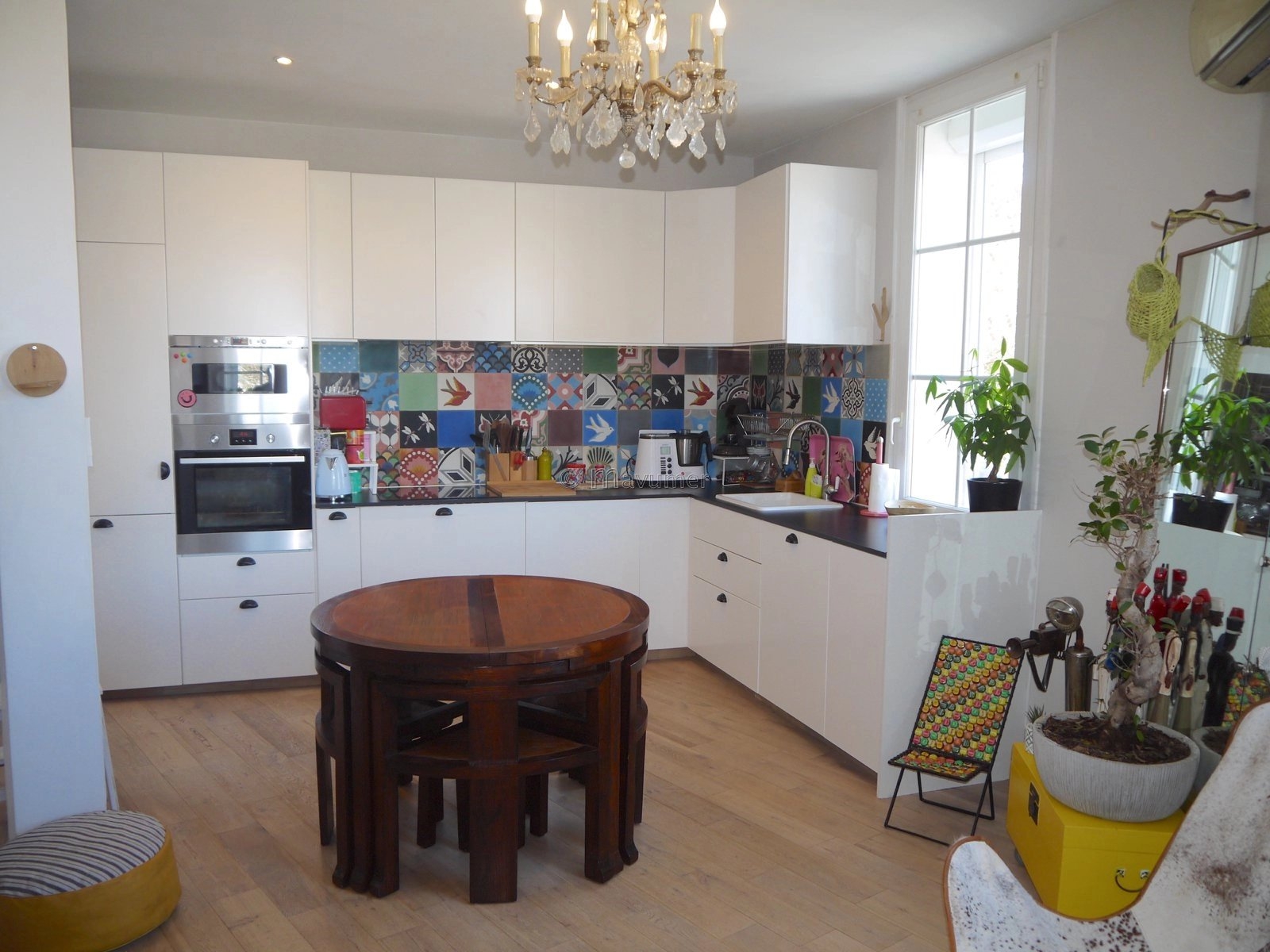 Cuisine Parquet Lustre Acier inoxydable
