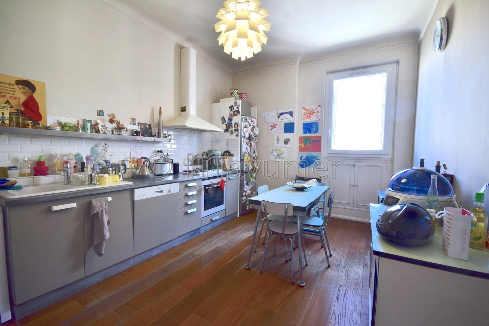 Cuisine Parquet Acier inoxydable Lustre