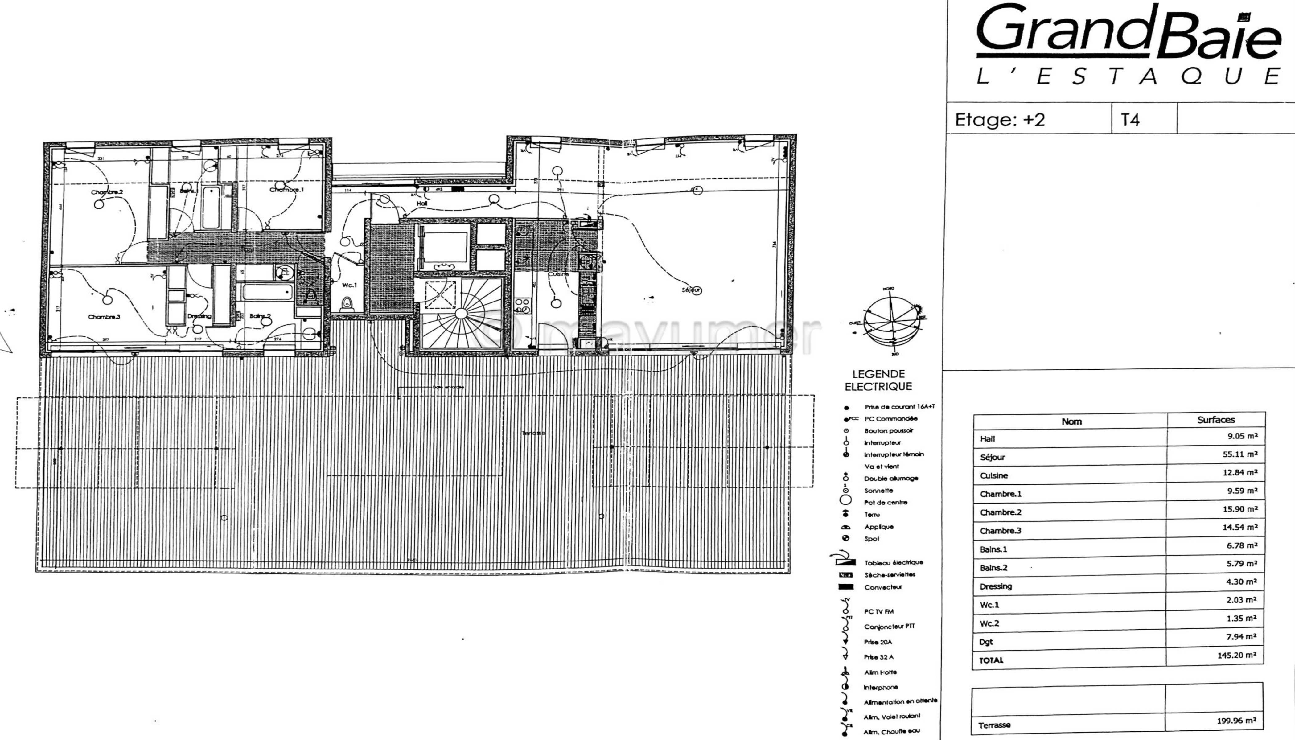 Exceptionnel T4 vue mer – Terrasses XXL – Résidence Grand Baie 13016 Marseille