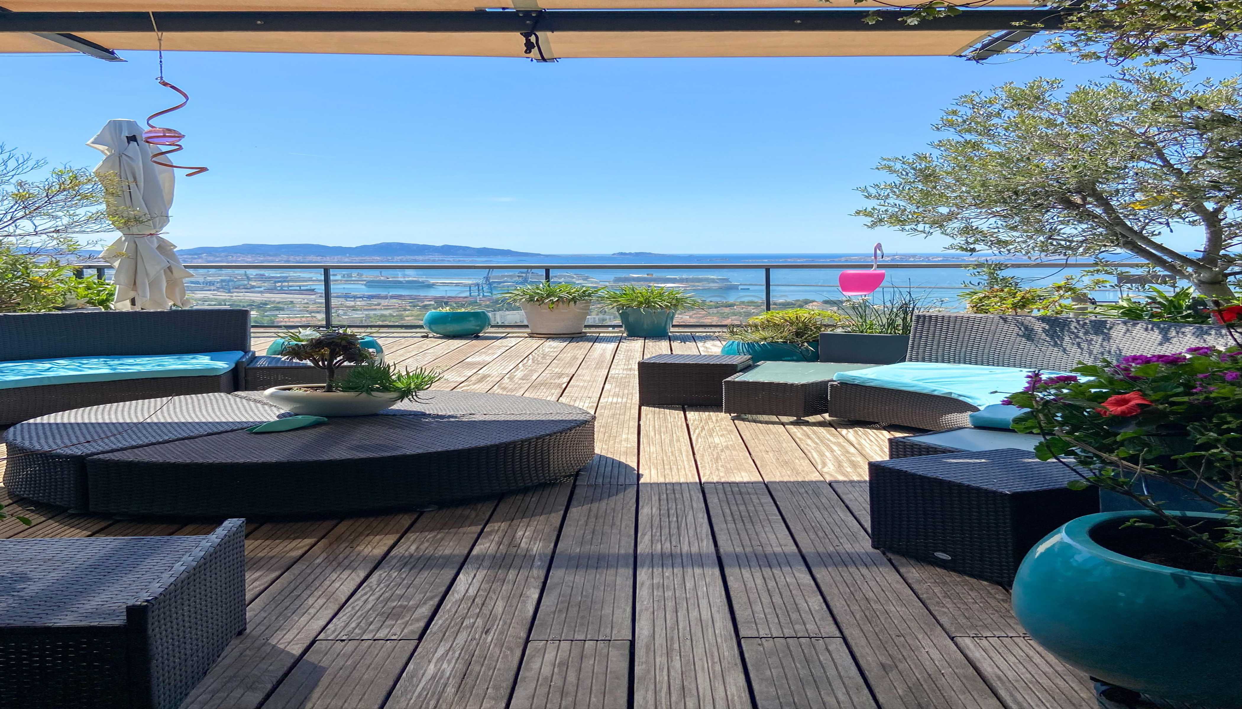 Exceptionnel T4 vue mer – Terrasses XXL – Résidence Grand Baie 13016 Marseille