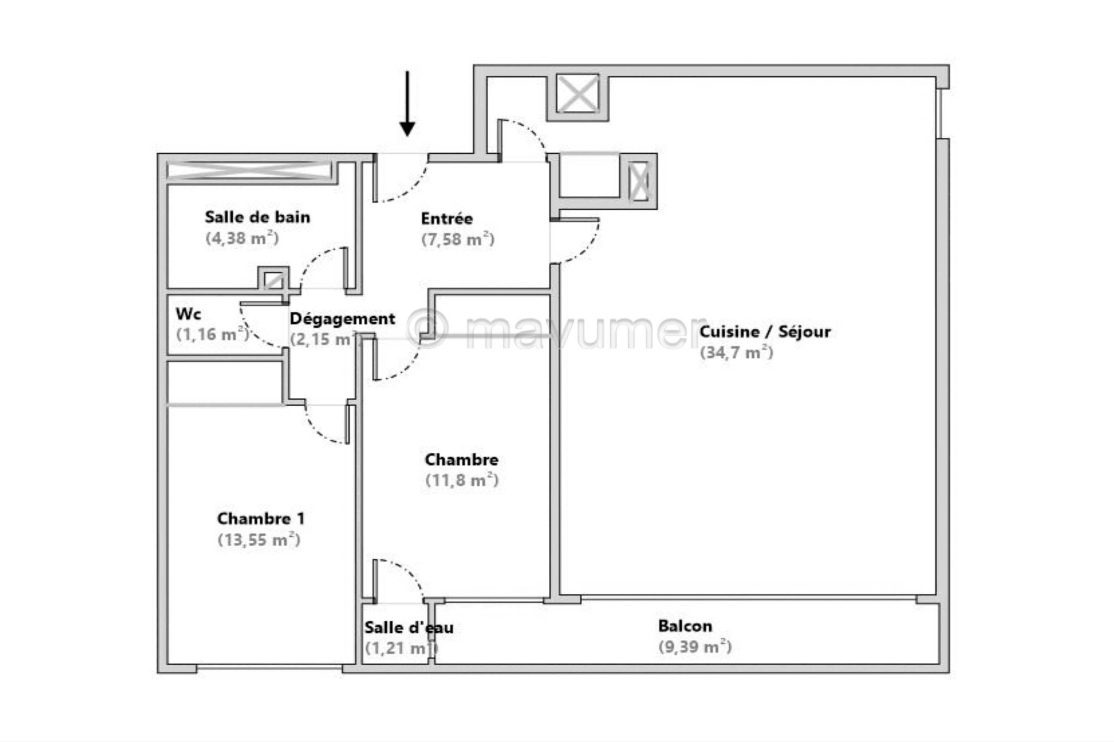 Appartement T3 avec terrasse et box Mazargues/ St Anne 13009 Marseille n°2